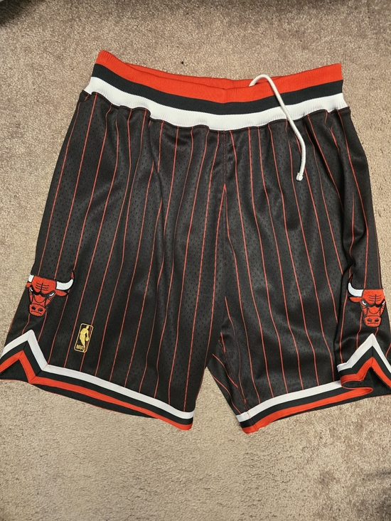 Mitchell & Ness Other - Mitchell & Ness Black with Red Pinstripe Chicago Bulls Athletic Shorts